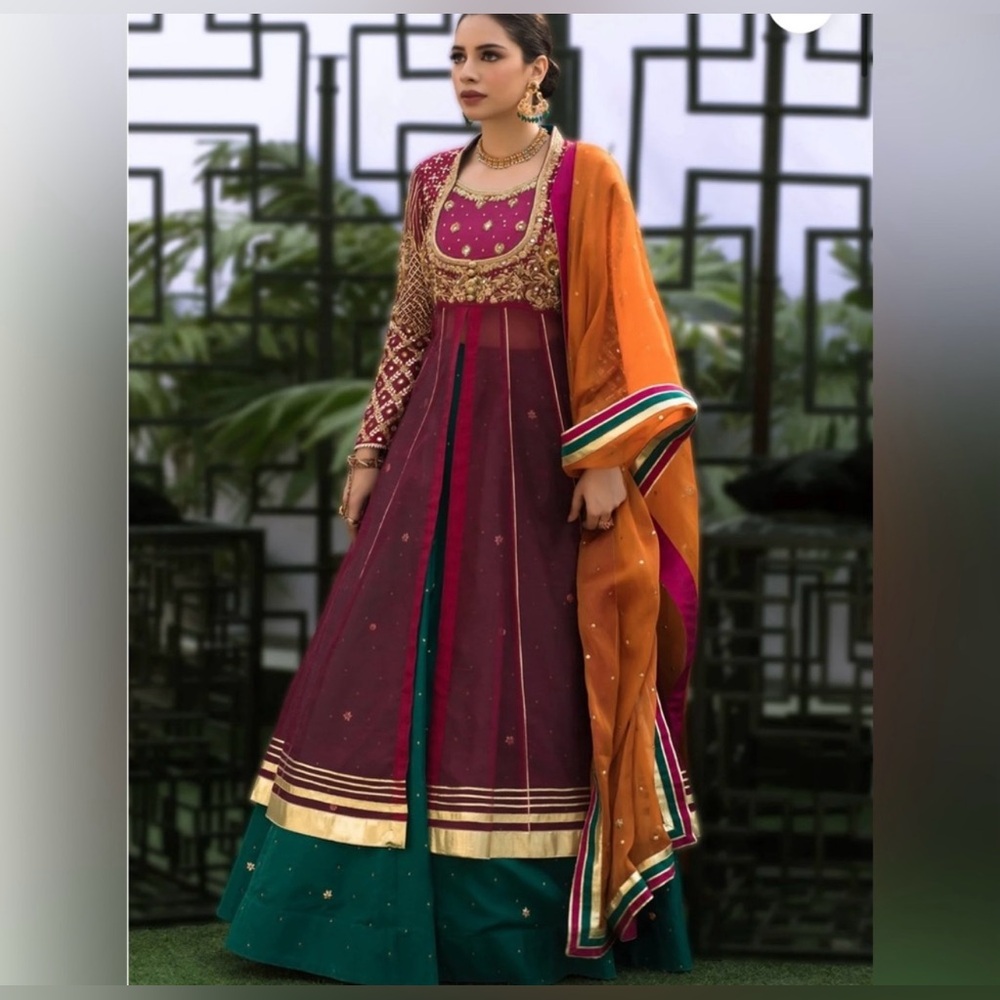 Elegant Multicolor Anarkali Dress Pakistani designer dress